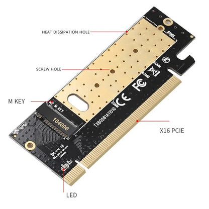 TXB008 Pcl-Express X16 Solid State Drive Adapter Card M.2 to PCIE3.0 Computer Expansion Card with Heat Dissipation Fin