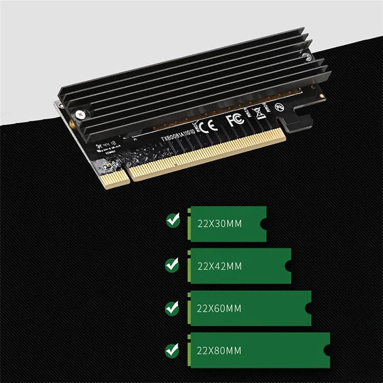 TXB008 Pcl-Express X16 Solid State Drive Adapter Card M.2 to PCIE3.0 Computer Expansion Card with Heat Dissipation Fin