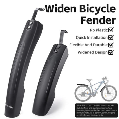 WEST BIKING YP0714027 1 Pair PP Front and Rear Mountain Bike Widened Fenders