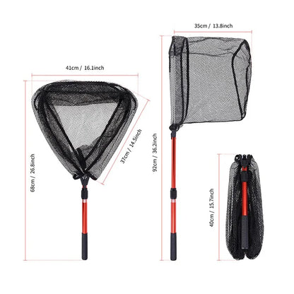 LEO 28262 Triangle Fishing Net Folding Aluminium Alloy+ABS Telescopic Handle Fishing Dip Net