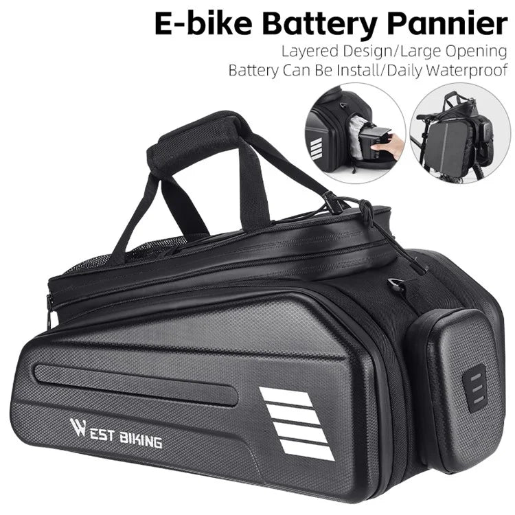 WEST BIKING YP0707342 Multifunctional Tail Bag Waterproof E-Bike Trunk Bag Reflective Pannier Bag