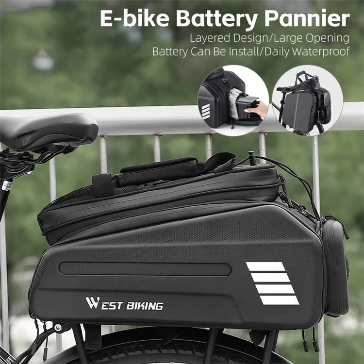 WEST BIKING YP0707342 Multifunctional Tail Bag Waterproof E-Bike Trunk Bag Reflective Pannier Bag