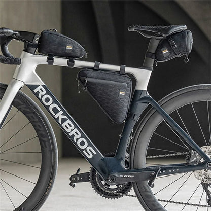 ROCKBROS 065 Polyester+PU Bicycle Bag Set with Seat Tail Bag, Triangle Frame Bag, Top Tube Front Bag