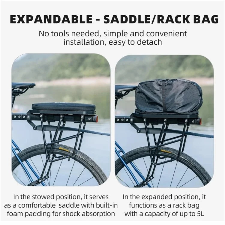 ROCKBROS D83 Bicycle Rear Rack Capacity Expandable Bike Pannier Pack Cycling Tools Storage Bag