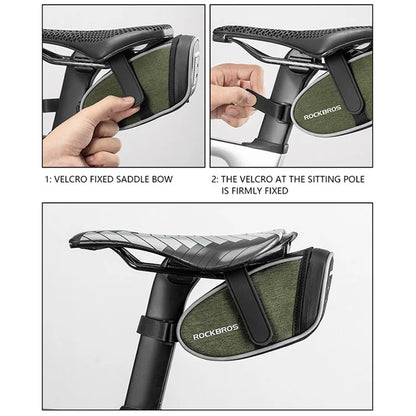 ROCKBROS C52 0.45L Bicycle Saddle Bag Bike Seatpost Rear Storage Pouch, Magic Tape Type