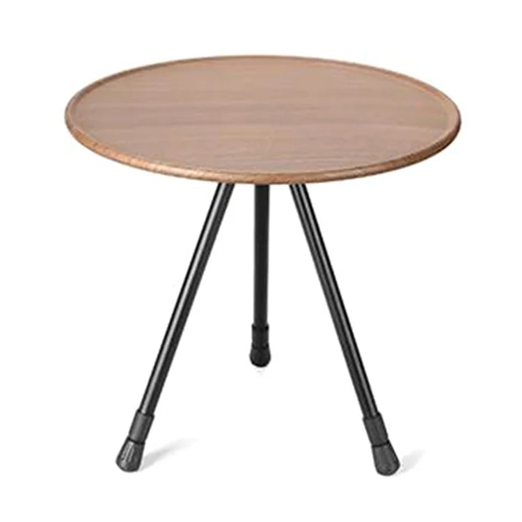 HALIN Outdoor Foldable Round Table Wooden Texture Height Adjustable Portable Camping Table