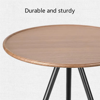 HALIN Outdoor Foldable Round Table Wooden Texture Height Adjustable Portable Camping Table