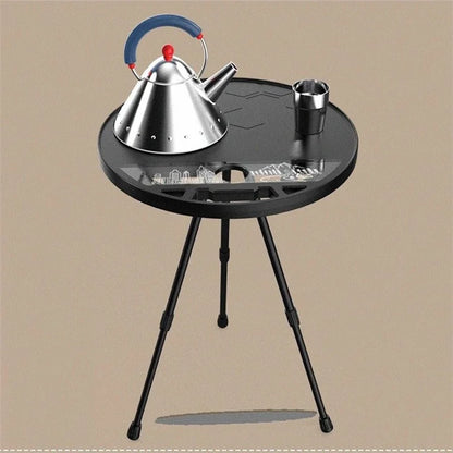 LZ-03 40cm Round Outdoor Camping Table Portable Detachable PE+Aluminum Alloy Small Table