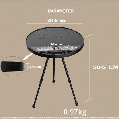 LZ-03 40cm Round Outdoor Camping Table Portable Detachable PE+Aluminum Alloy Small Table