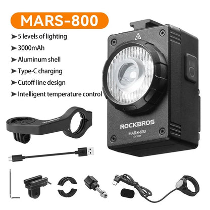 ROCKBROS MARS-800 Bicycle Light 800LM Hoisting Front Lamp Mountain Road Bike Night Riding Equipment