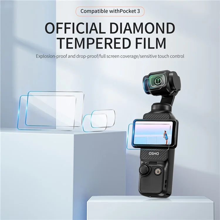 STARTRC 1132533 2 Sets for DJI Osmo Pocket 3 Camera Lens+Screen Tempered Glass Films