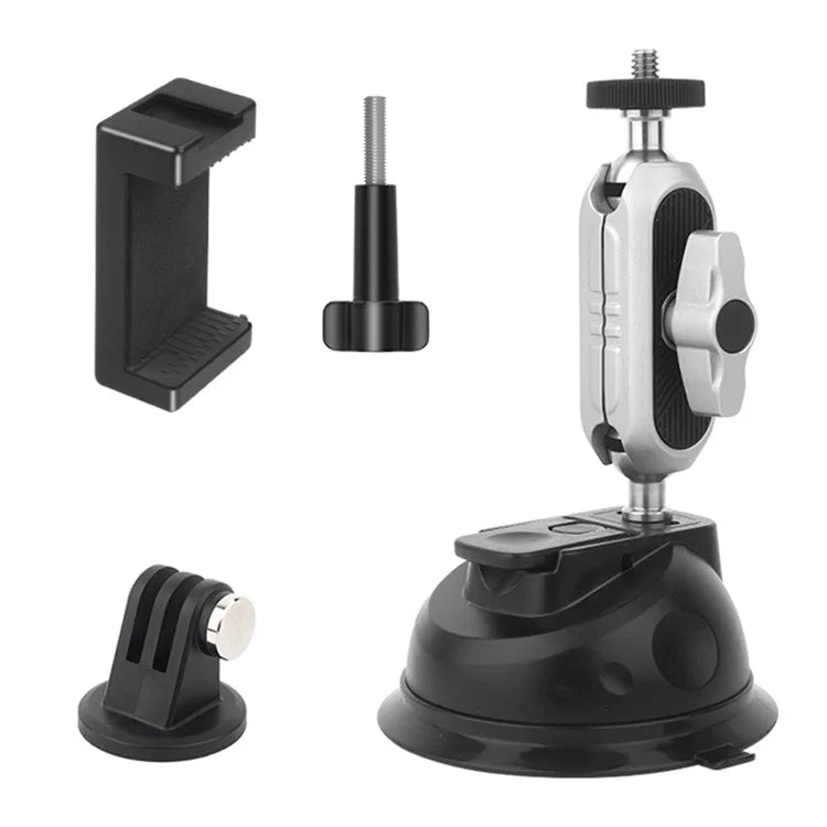 JUNNX JX-GP-07-C Suction Cup Mount for GoPro Series, Insta360 Go3 Action Camera Car Mount with Phone Clip