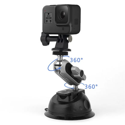 JUNNX JX-GP-07-C Suction Cup Mount for GoPro Series, Insta360 Go3 Action Camera Car Mount with Phone Clip