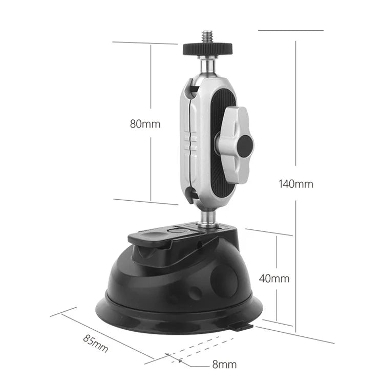 JUNNX JX-GP-07-C Suction Cup Mount for GoPro Series, Insta360 Go3 Action Camera Car Mount with Phone Clip