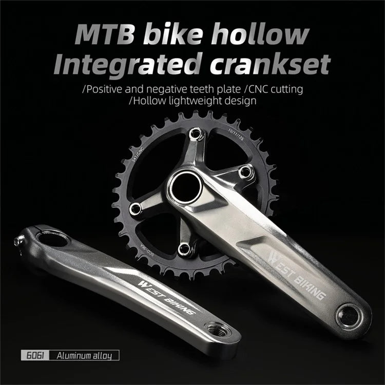 WEST BIKING YP0817011 MTB bike Hollow Integrated Crankset CNC Aluminum Alloy 34T Bike Crankset