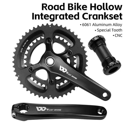 WEST BIKING YP0817010 Road Bike Hollow Integrated Crankset Bicycle Modified Parts