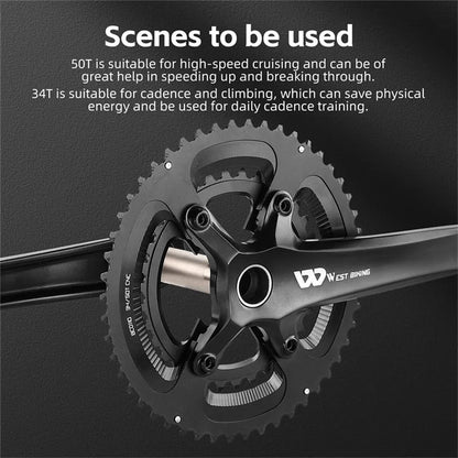 WEST BIKING YP0817010 Road Bike Hollow Integrated Crankset Bicycle Modified Parts