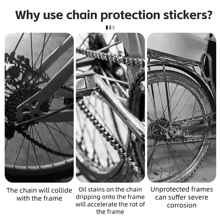 WEST BIKING YP0719372 3Pcs / Set Bicycle Frame Chain Protective Sticker Bike Anti-collision Film