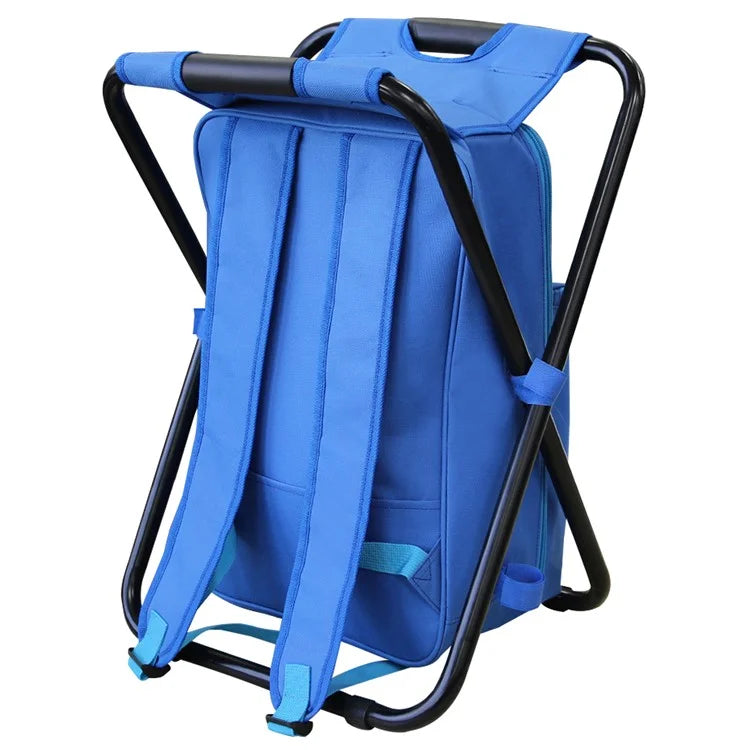 Backpack Chair Large Capacity Fishing Backpack Stool Folding Chair for Picnic Hiking, 38x32x53cm