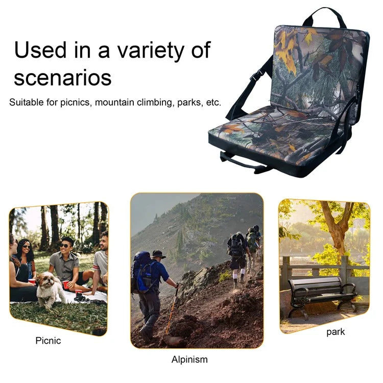 837708 Outdoor Camping Seat Mat Leaves Pattern Thicken Backrest Cushion Folding Chair, 38x34x4cm