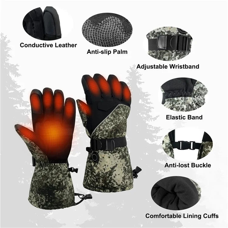 1 Pair Portable Electric Heated Gloves Winter Thermal Touchscreen Function Hand Warmer