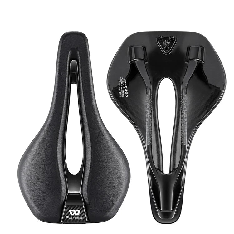 WEST BIKING YP0801204 Lightweight Carbon Fiber PU Leather Hollow Saddle Bike Seat Cushion