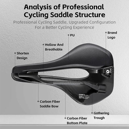 WEST BIKING YP0801204 Lightweight Carbon Fiber PU Leather Hollow Saddle Bike Seat Cushion