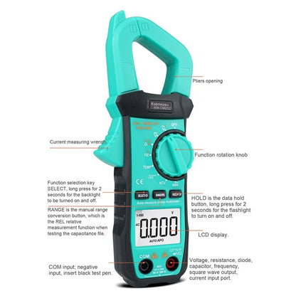 KAEMEASU KM-CM21C Digital Clamp Meter Portable Mini Multimeter for AC Voltage / Current, DC Voltage, NCV Measuring (No Battery)