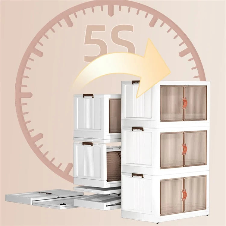 60.5*38*164cm 5 Layers Storage Box PP+HIPS+TPR Clear Door Clothes Snack Toy Storage Cabinet