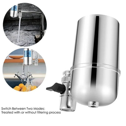 Chromium Plating ABS Faucet Mount Water Filter Filtration System (No FDA Certified, BPA-Free)