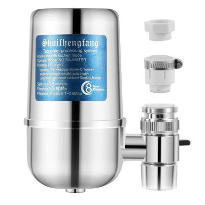 Chromium Plating ABS Faucet Mount Water Filter Filtration System (No FDA Certified, BPA-Free)