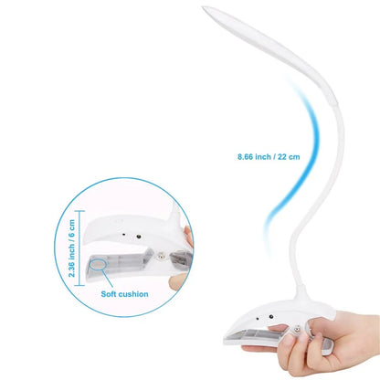 ST-8030 Clip-on Touch Control Reading LED Light Flexible Gooseneck Clamp Lamp with 3 Brightness Modes