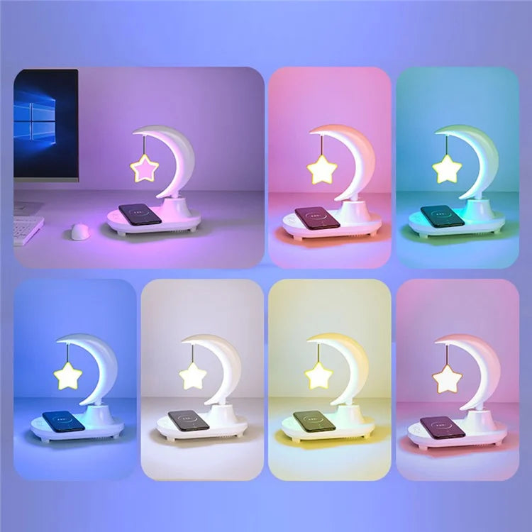 TB-35SLIWBT 7-Color Ambient Light Bedside Night Light with Bluetooth Speaker Wireless Charging Function