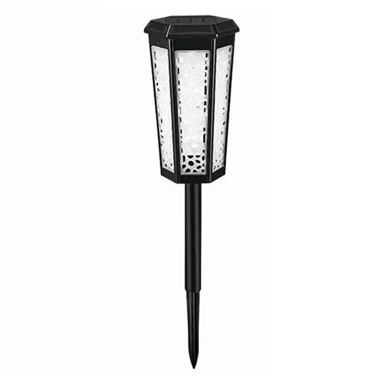 DS019 Hexagonal Hollow-Out Solar Powered Stake LED Lamp Home Yard Lawn Light with Warm Light+RGB