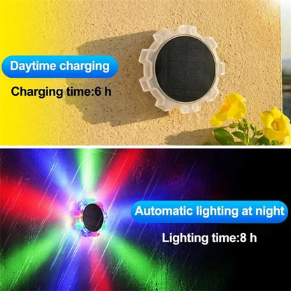 DSL188 2Pcs Motion Sensor Solar Powered Garden Ground Light with RGB Light