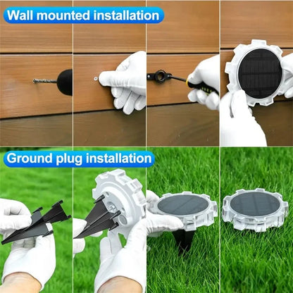 DSL188 2Pcs Motion Sensor Solar Powered Garden Ground Light with RGB Light