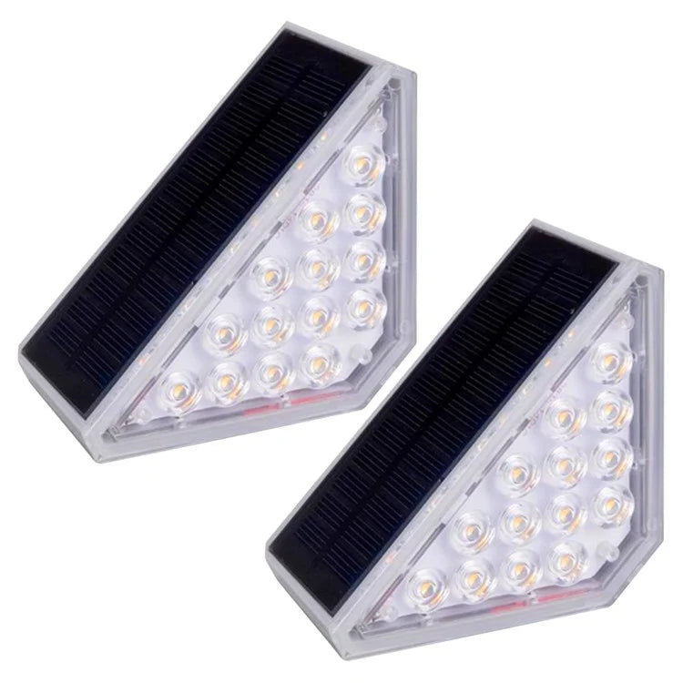 2Pcs Solar Step Lights for Outside Warm Solar Stair Lights Long-lasting Brightness Enhanced Battery