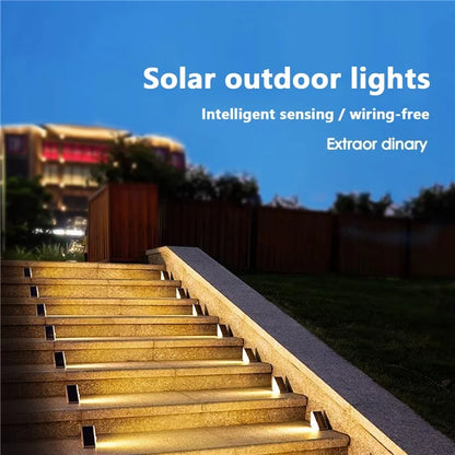 2Pcs Solar Step Lights for Outside Warm Solar Stair Lights Long-lasting Brightness Enhanced Battery