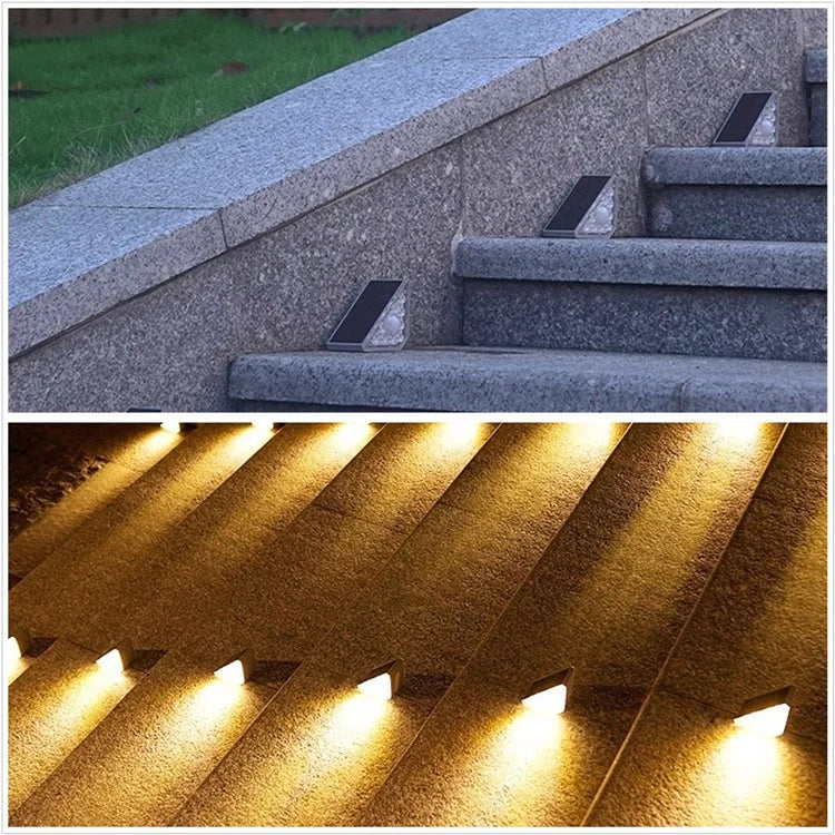 2Pcs Solar Step Lights for Outside Warm Solar Stair Lights Long-lasting Brightness Enhanced Battery