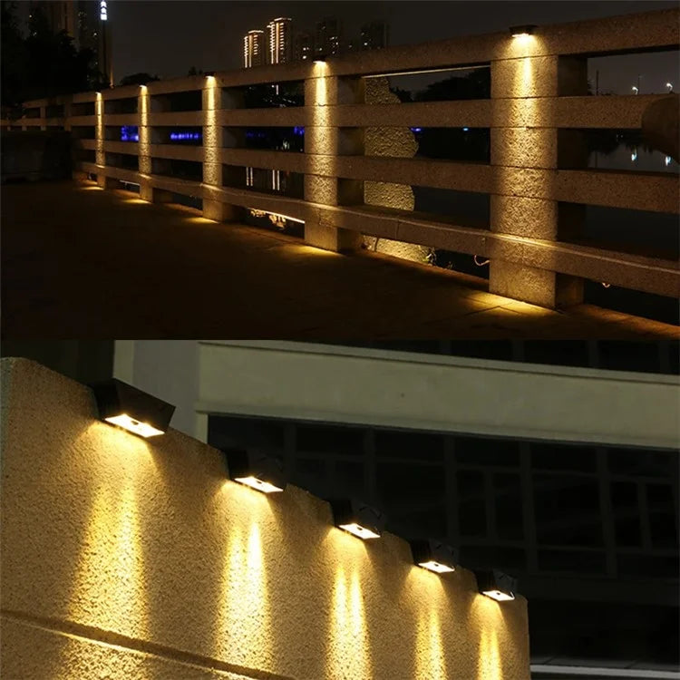 YH0626-2LED 2PCS Convex Mirror 7-Shape Solar Powered Lamps Warm Light for Patio, Yard, Garden