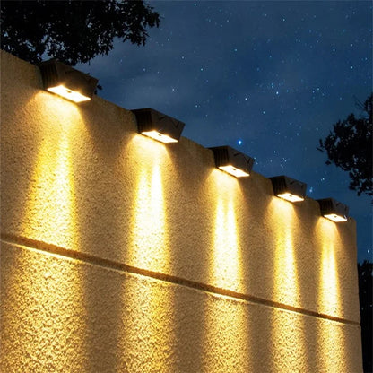 YH0626-2LED 2PCS Convex Mirror 7-Shape Solar Powered Lamps Warm Light for Patio, Yard, Garden