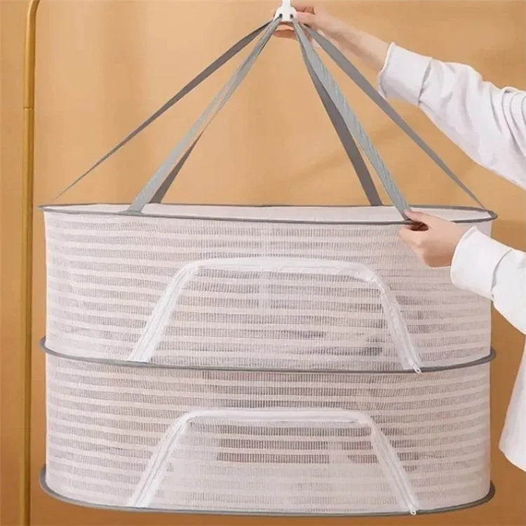 50x70CM Polyester + Steel Wire Drying Rack 2 Layers Hanging Net Food Dry Net Sweater Drying Rack