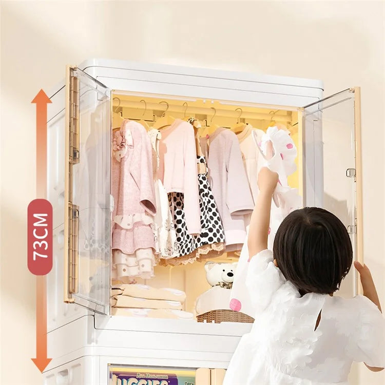 ZY-HE043 150L HIPS+PP Foldable Wardrobe Kids Clothes Organizer Home Small Wardrobe