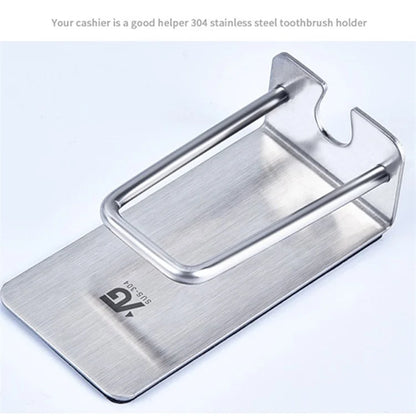 304 Stainless Steel Wall-Mounted Toothbrush Rinse Cup Holder Storage Rack