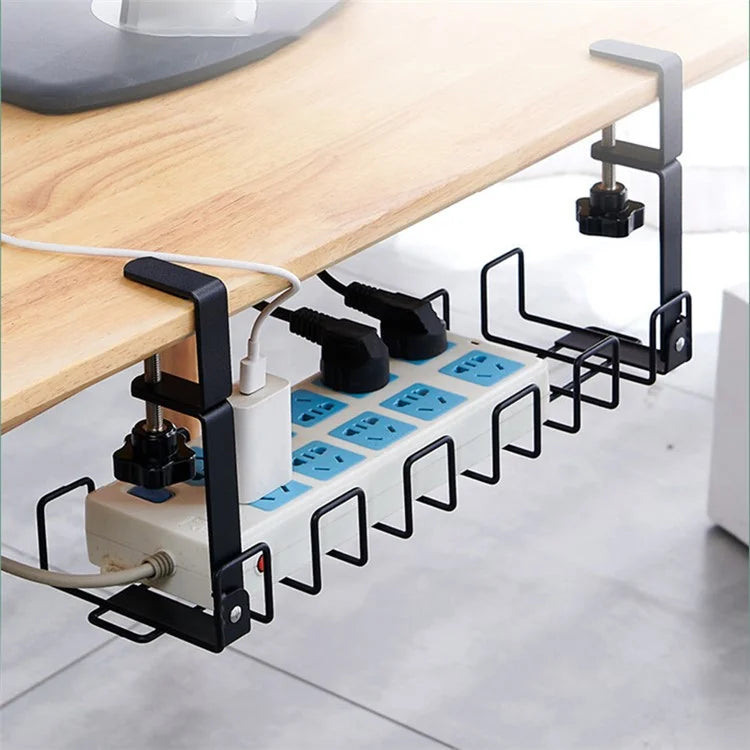 No Drill to Desk Cable Management Tray Cable Racks Under Desk Cable Organizer, Size: S