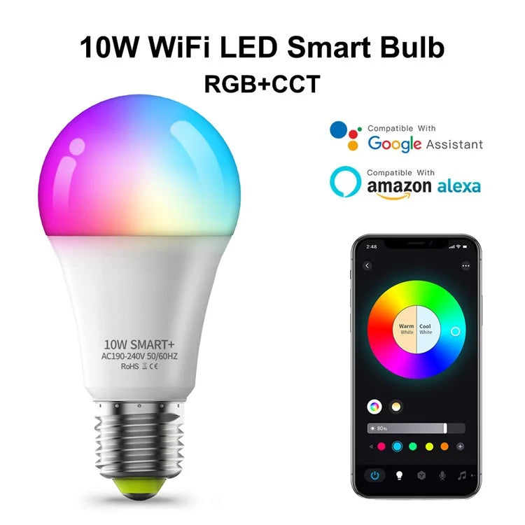 ZJ-BWBL1H-RGBWW-6P 6PCS 10W Smart Light Bulbs WiFi Bluetooth RGBCW 220V LED Bulbs