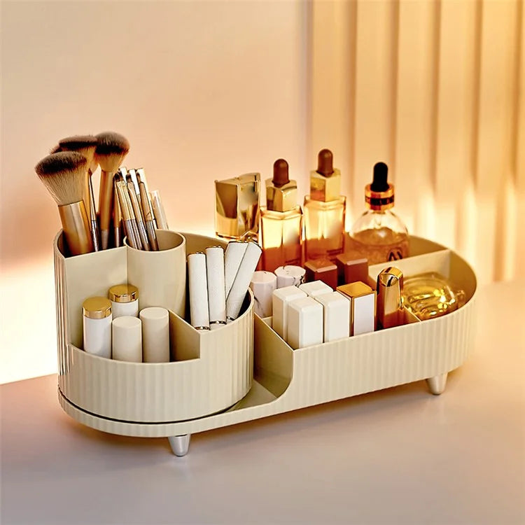 Makeup Organizer Storage Tray ABS+PET Dressing Table Cosmetic Rack Display Case