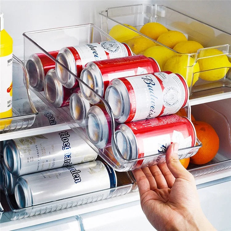 TY-0918 Large Size Kitchen Refrigerator Organizer Transparent PET Canned Drink Storage Box (BPA-Free, No FDA)