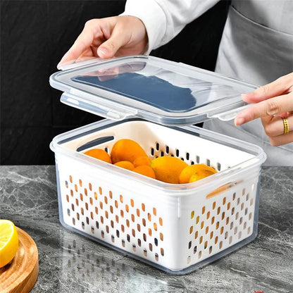 TY-30003 3300ML Kitchen Refrigerator Food Storage Box Clear PP Container with Basket (BPA-Free, No FDA)