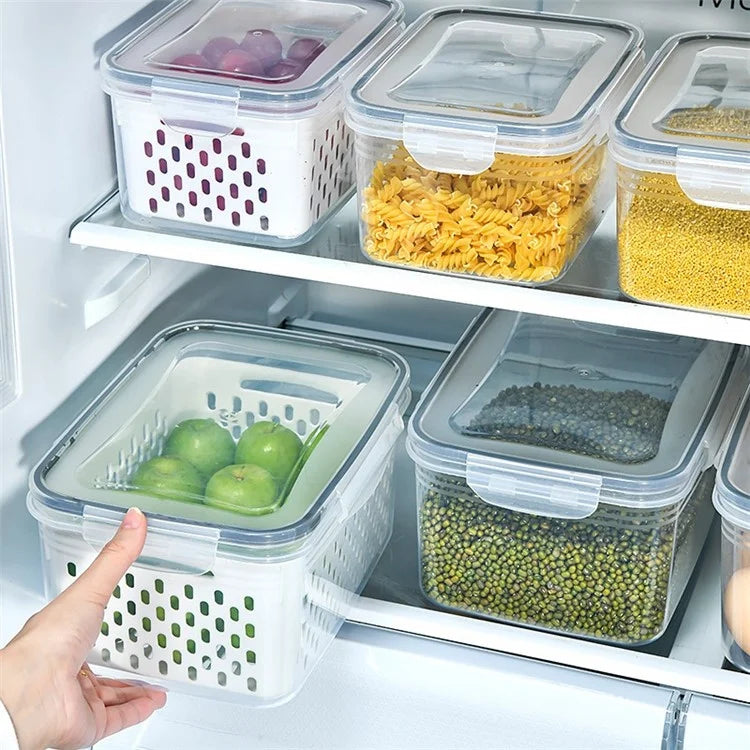 TY-30003 3300ML Kitchen Refrigerator Food Storage Box Clear PP Container with Basket (BPA-Free, No FDA)